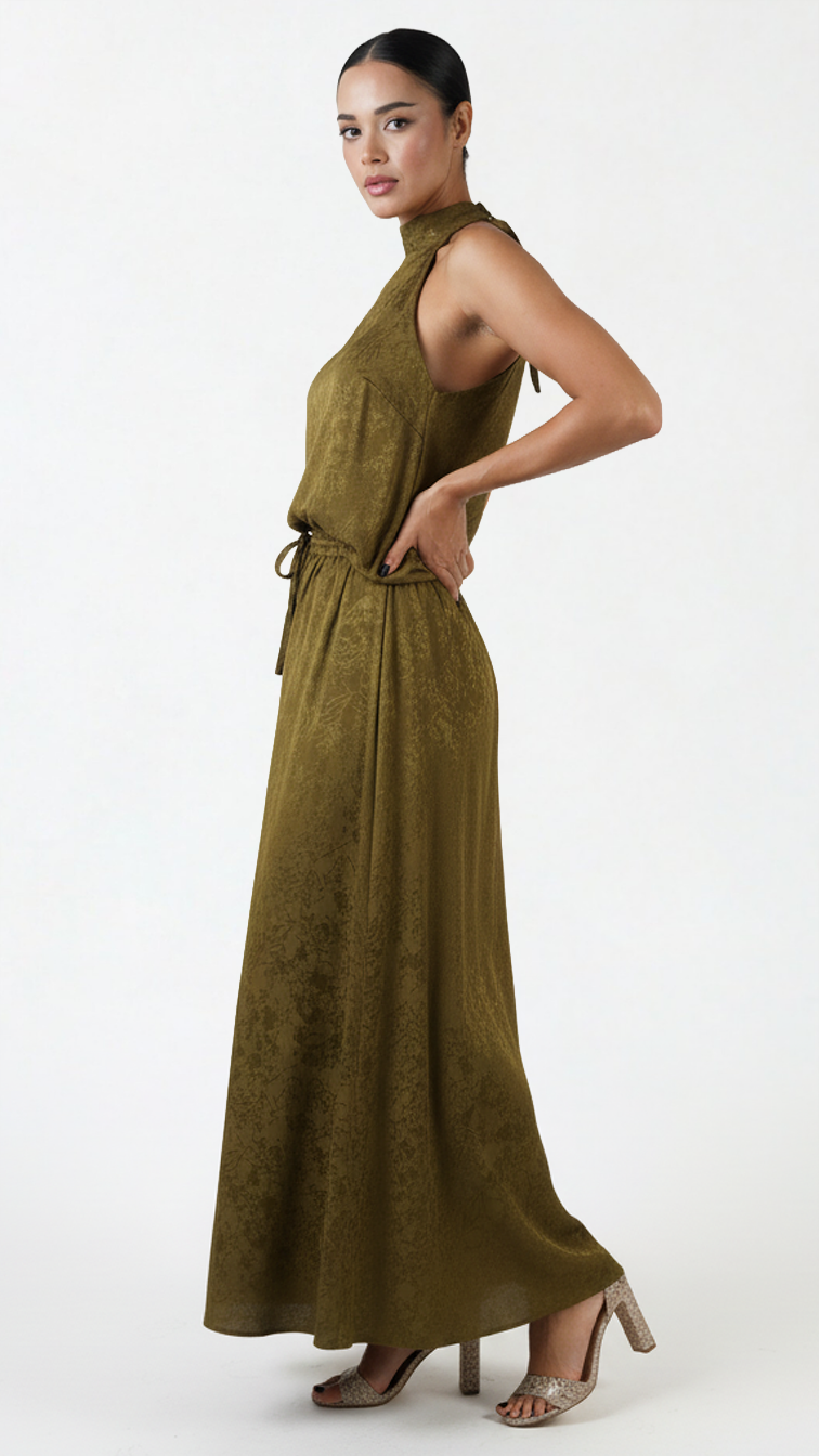 Susan Set Olive Green Halter Neck Two-Piece | Massini UAE Susan Set Olive Green Halter Neck Two-Piece | Massini UAE