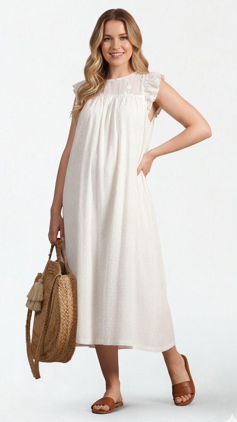Emi White Midi Dress