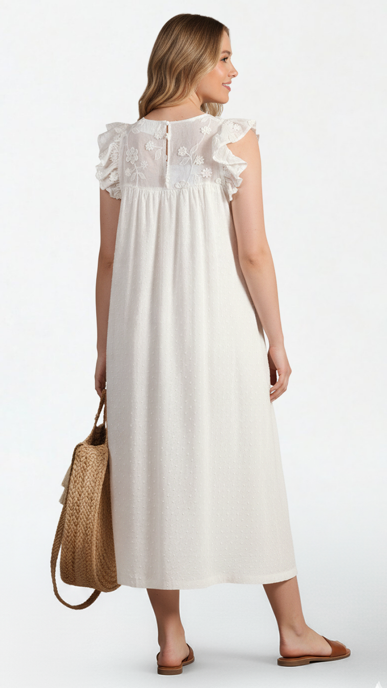 Emi White Midi Dress